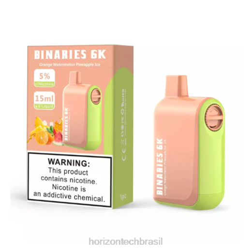 HorizonTech Binaries Cabin descartável 15ml gelo de abacaxi com melancia laranja 844650 HorizonTech vape kit