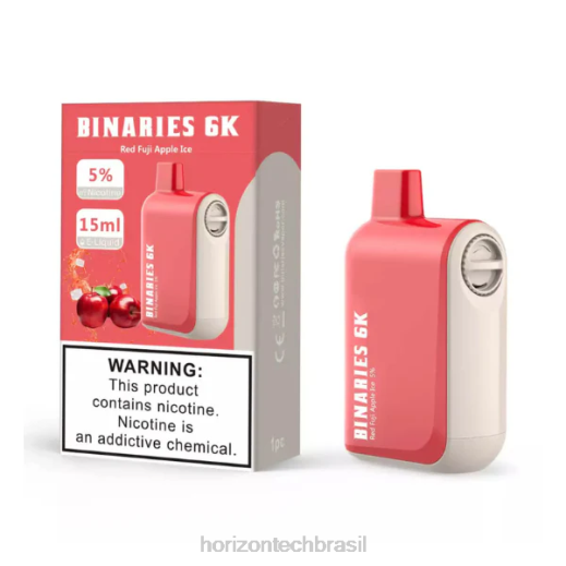 HorizonTech Binaries Cabin descartável 15ml gelo de maçã vermelha fuji 844648 Horizon tech coils