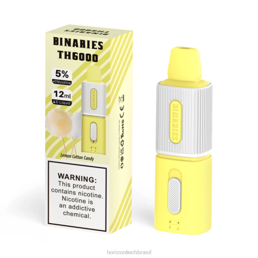 HorizonTech Binaries Cabin th6000 descartável 12ml algodão doce com limão 8446100 HorizonTech vape kit