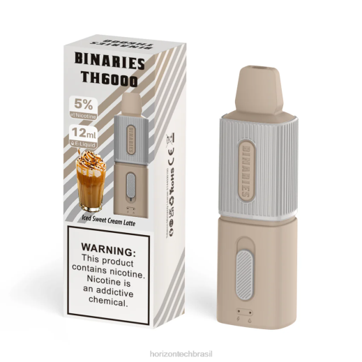 HorizonTech Binaries Cabin th6000 descartável 12ml café com leite doce gelado 8446124 HorizonTech disposable vape