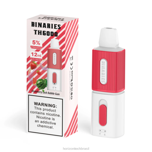 HorizonTech Binaries Cabin th6000 descartável 12ml chiclete exuberante de morango 8446117 Horizon tech vape coils