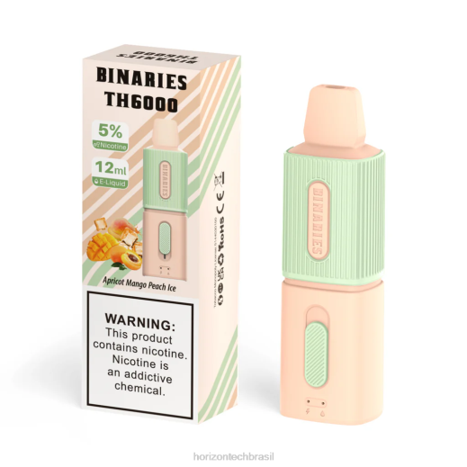 HorizonTech Binaries Cabin th6000 descartável 12ml damasco manga pêssego gelo 8446104 HorizonTech disposable vape
