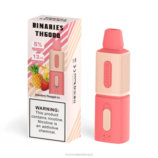 HorizonTech Binaries Cabin th6000 descartável 12ml gelo de abacaxi e morango 8446105 horizon tech vape