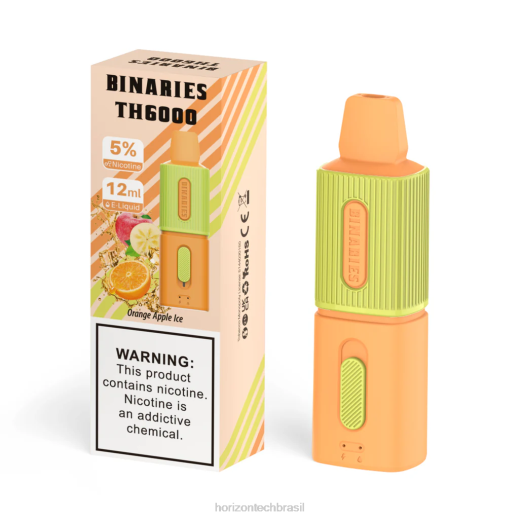 HorizonTech Binaries Cabin th6000 descartável 12ml gelo de maçã laranja 8446113 HorizonTech vape brasil